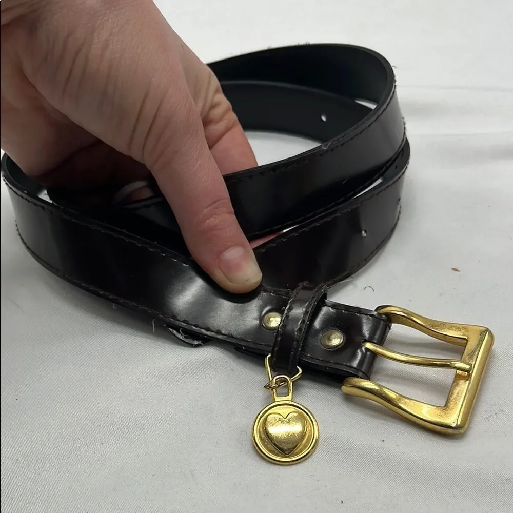 Vintage 1990's Dark Brown & Gold Belt with Charm